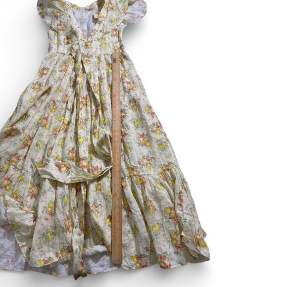 DÔEN Tarragon Floral Maxi Dress NWT Size M Yellow Prairie Flutter Sleeve - Picture 10 of 12